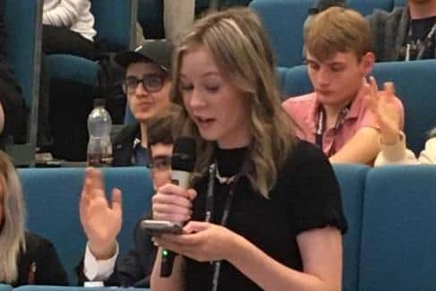Lauren addressing the UK Youth Parliament