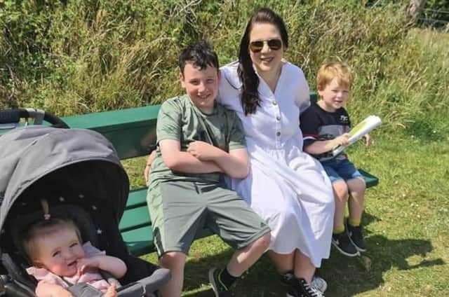 Breastfeeding Peer Support Volunteer Claire Coney with her children Joshua, Saul and Clara.