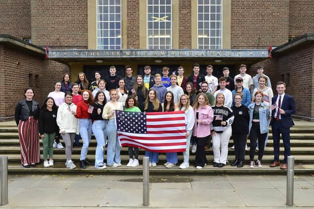 48 students from across Northern Ireland have been selected to take part in prestigious Study USA programme and will spend a year studying in the USA (pictured at Queen's University Belfast for their pre-departure briefing)