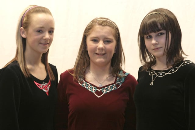 Lynn Freeman, (Claire McDowell School of Dancing), Kirsty McGolgan, (Dominic Graham) and Laura McCloskey, (C.McD) who competed in the Ballymoney Dancing Festival in 2008