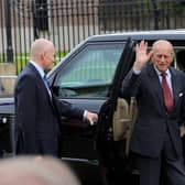Prince Philip waves to well-wishes at the Crumlin Road Jail
 in June 2014. Picture - Kevin Scott / Presseye