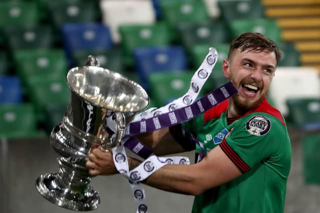Glentoran celebrate victory in last season's Irish Cup final. Pic by PressEye Ltd.