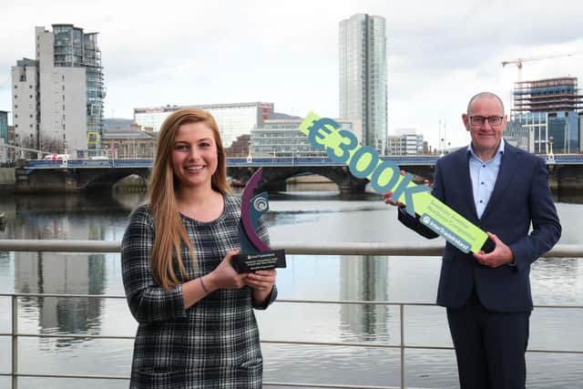 Seedcorn Programme Manager, Connor Sweeney and one of last year’s competition winners, Shannon Beattie, Chief Operations Officer, GenoME Diagnostics