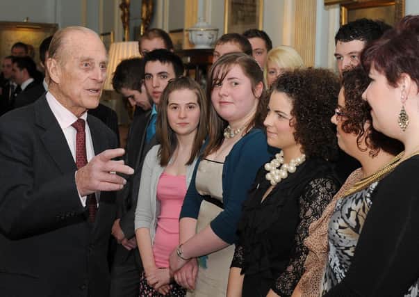 His Royal Highness The Duke of Edinburgh  attended the Duke of Edinburgh's Award Ceremony at Hillsborough Castle and met 60 Gold Award winners from across Northern Ireland. Photo by Simon Graham/Harrison Photography