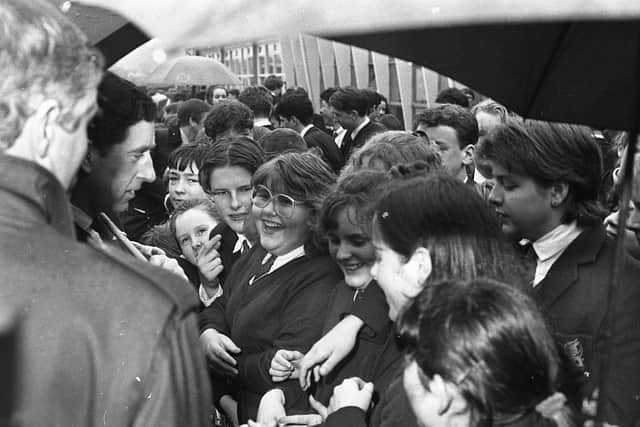 A Royal visit was a handy excuse for missing lessons at Deramore High School in March 1991 when Prince Charles paid a visit to Northern Ireland. Pictures: Trevor Dickson and Cecil McCausland/News Letter archives