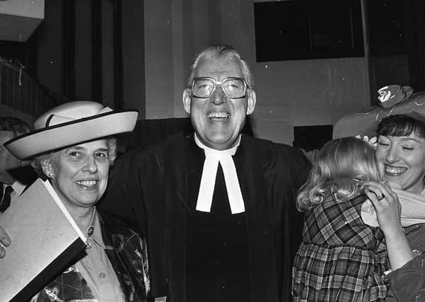 The Reverend Dr Ian Paisley with his wife Eileen, daughter Sharon and shy grand-daughter Lydia at the Free Presbyterian Church's 40th anniversary celebrations at the King's Hall in March 1991. Picture: News Letter archives