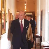 Prince Philip admires the art in the new Gallery at Hillsborough Castle during his visit to present the Duke of Edinburgh Gold awards.PICTURE BY STEPHEN DAVISON