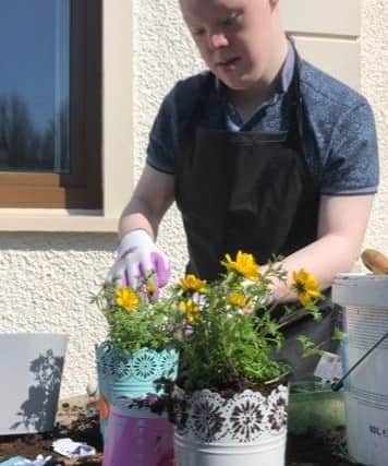 Ben hard at work making his beautiful Easter flower baskets