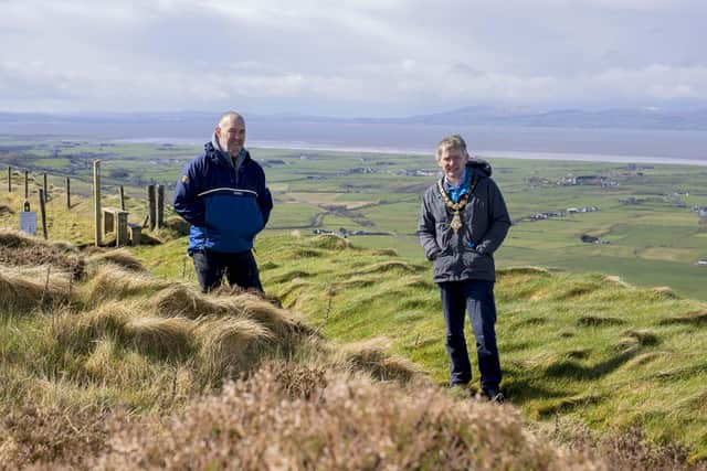 The Mayor of Causeway Coast and Glens Borough Council Alderman Mark Fielding pictured at Gortmore Viewing Point with Richard Gillen, Coast and Countryside Manager