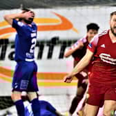Pacemaker Belfast 30-3-21: 
Portadown v Crusaders - Danske Bank Premiership

Portadown's Adam Salley celebrates his goal during this evening's game at Shamrock Park, Portadown.  Photo by David Maginnis/Pacemaker Press