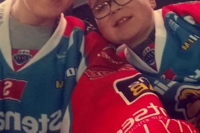 Amie and Ethan cheering on the Belfast Giants