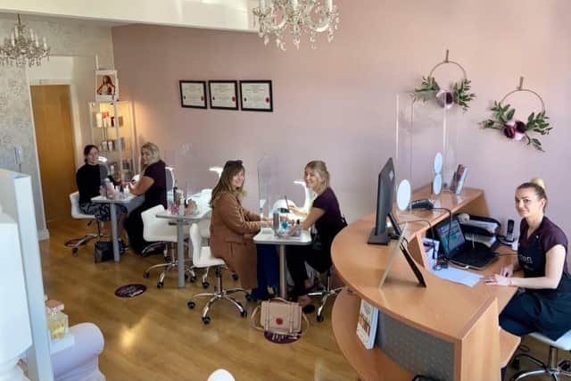 Some of the first clients to enjoy the re-opening of The Beautician in Ballyclare.  The salon itself has had a makeover during lockdown with fresh paintwork and a new colour scheme.