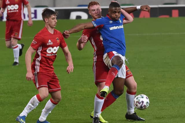 Championship side Annagh United produced a determined display against Linfield at Windsor Park. Pic by Pacemaker.