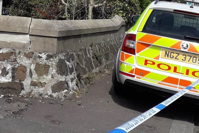A police cordon at Larne's Glenarm Road earlier  today.