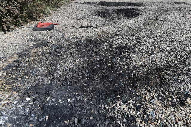 Damage cause after  an arson attack on the home of a serving police officer in Larne.  Picture:  Colm Lenaghan/Pacemaker