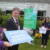 Alderman Mark Fielding is pictured here with the Mayoress Mrs Phyllis Fielding and Dementia Support Worker Aoife McMaster