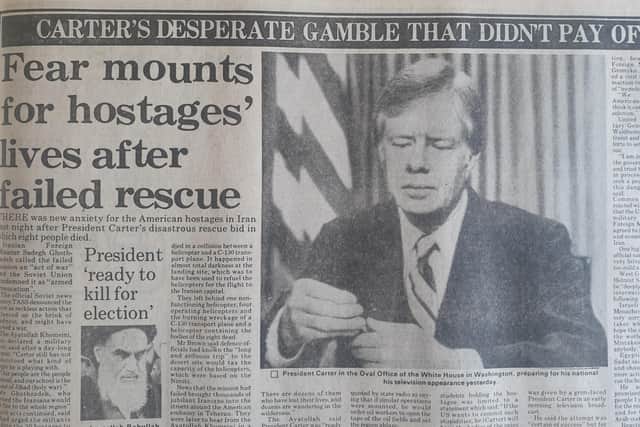The News Letter's coverage of President Jimmy Carte's "desparate gamble" in the Iran hostage crisis in April 1980. Picture: News Letter archives