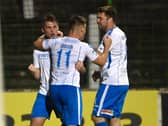 Stephen Lowry celebrates his late leveller for Coleraine