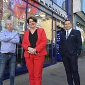Arlene Foster, First Minister pictured during a trip to Dungannon as the shops reopened.