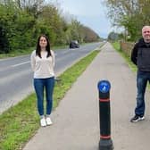 Mid Ulster MLA Emma Sheerin with Councillor Donal McPeake who are demanding lights on the Magherafelt Road, Castledawson.