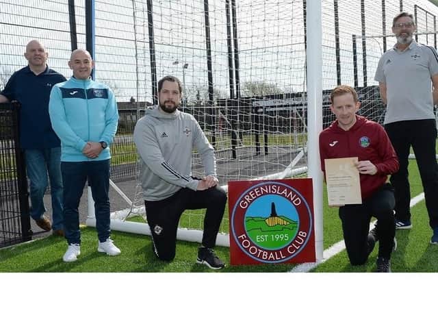 Greenisland FC have been presented with a UEFA Grassroots Award via the Irish FA Foundation.