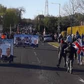 The demonstration took place in Carrickfergus on May 6.