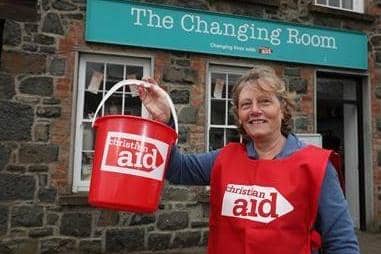 Rachel McCormick, founder and volunteer manager of The Changing Room, Christian Aid’s charity shop in the village of Garvagh, is leading a ‘walk with water’