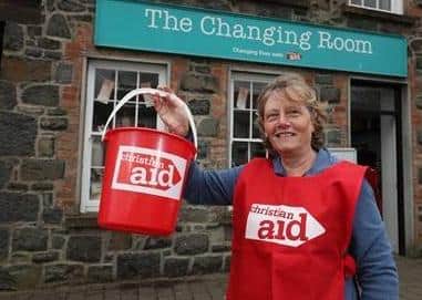 Rachel McCormick, founder and volunteer manager of The Changing Room, Christian Aid’s charity shop in the village of Garvagh, is leading a ‘walk with water’