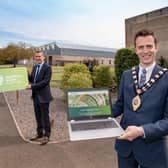 Cllr Timothy Gaston, Graham Whitehurst, Chair of MTF and Mayor Cllr Peter Johnston launching the Invest MEA website.