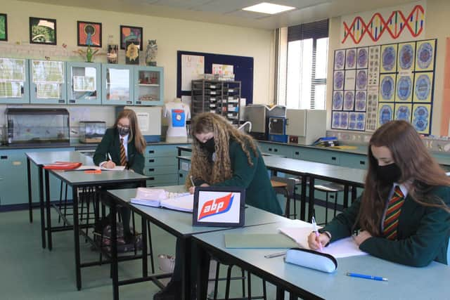 Molly Nelson, Rachel McEntee and Meabh Quinn representing Friends School Lisburn in the 2021 ABP Angus Youth Challenge Semi-Final