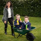 Influencer and mum Caroline O’Neill with her sons Pearse (age 6) and Darragh (age 5), who rose to fame last year after a video of his busy farming chat went viral, are helping launch Dale Farm’s ‘Good things happen to Good people’ campaign, a six-week acts of kindness campaign. Who would YOU nominate in Coleraine and Ballymoney?