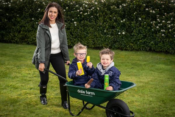 Influencer and mum Caroline O’Neill with her sons Pearse (age 6) and Darragh (age 5), who rose to fame last year after a video of his busy farming chat went viral, are helping launch Dale Farm’s ‘Good things happen to Good people’ campaign, a six-week acts of kindness campaign. Who would YOU nominate in Coleraine and Ballymoney?