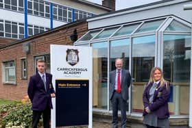 Education Minister Peter Weir pictured during a visit to the senior campus of Carrickfergus Academy.