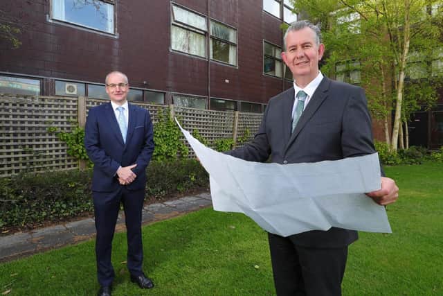 Minister Poots is pictured with CAFRE Director Martin McKendry at Greenmount Campus, Co.Antrim
