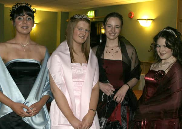 TO THE FOUR. Ballymoney High School held their annual school formal on Wednesday night at the Royal Court. And pictured on the  night are Wilma Boal, Donna Mitchell, Victoria Kane and Clarissa McMaster.BM48-006SC.