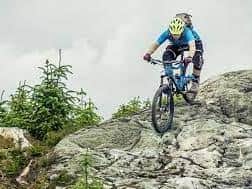 Mountain biker in action in Davagh Forest.