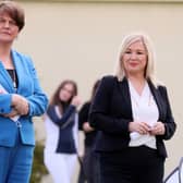 First Minister Arlene Foster and Deputy First Minister Michelle O'Neill visit Clandeboye Golf Course in Co. Down for the launch of the PGA EuroPro Tour which will be held at the club in August yesterday.  Picture by Jonathan Porter/PressEye