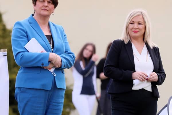 First Minister Arlene Foster and Deputy First Minister Michelle O'Neill visit Clandeboye Golf Course in Co. Down for the launch of the PGA EuroPro Tour which will be held at the club in August yesterday.  Picture by Jonathan Porter/PressEye