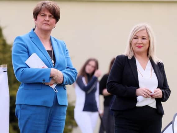 First Minister Arlene Foster and Deputy First Minister Michelle O'Neill visit Clandeboye Golf Course in Co. Down for the launch of the PGA EuroPro Tour which will be held at the club in August yesterday.  Picture by Jonathan Porter/PressEye
