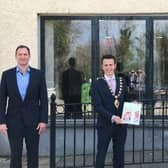 Pictured L-R is Asa McGillian (Managing Director), Cllr Peter Johnston (Mayor, Mid and East Antrim Borough Council) and Austin McGillian (Founder & Company Director)