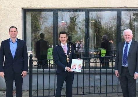 Pictured L-R is Asa McGillian (Managing Director), Cllr Peter Johnston (Mayor, Mid and East Antrim Borough Council) and Austin McGillian (Founder & Company Director)