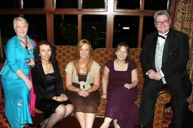 Teaching staff of Slemish College pictured at the college's annaual formal in the Comfort Hotel. From left: Mrs. M. Cooke, Mrs. A. Dempsey, Miss E. Shaw, Dr. A. Shepard and Dr. P. McHugh. BT47-019JM.