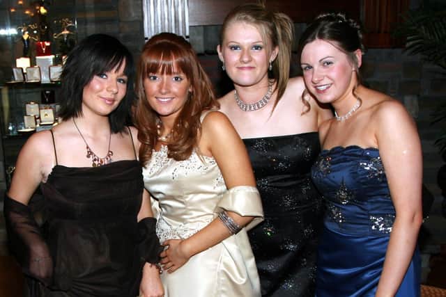 Lauren Warwick, Paula Craig, Julie Anne Wright and Andrea Rainey pictured at Slemish College Formal in the Comfort Hotel. BT47-013JM.