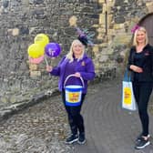 Danielle Barnes (left), TinyLife family support officer and Pamela McGookin at Carrickfergus Castle.
