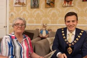 Councillor Beth Adger MBE with Mayor Councillor, Peter Johnston.