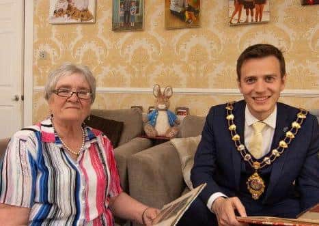 Councillor Beth Adger MBE with Mayor Councillor, Peter Johnston.