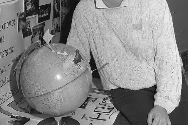 Pictured in May 1991 is Karen Wallace, a member of Finvoy YFC, having a look at one of the club exhibits at the YFCU AGM and conference which was held at Balmoral.  Picture: Randall Mulligan/Farming Life archives