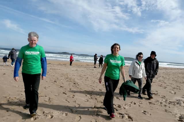 The Mayor of Causeway Coast and Glens Borough Council Alderman Mark Fielding joins the Move More walking group at East Strand in Portrush with the Mayoress Mrs Phylllis  Fielding, their grandson Tommy, Move More Co-ordinator Catherine King and participants Derek McDonald, Mary McDonald, Anne McWilliams, Margaret Ridley, Jayne Blair and Linda McCandless