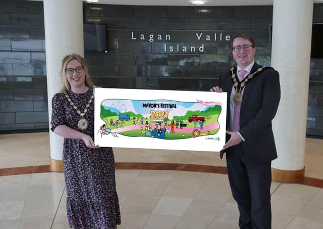 Mayor and Mayoress Trimble promote the Lisburn & Castlereagh City Council Mayor's Festival at Home that will take place from 17th - 22nd May.