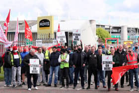 Hovis workers hold all-out strike action at the company's factory on Apollo Road in south Belfast.  Picture by Jonathan Porter/PressEye